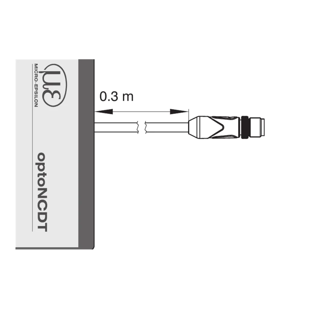 Manufacturer mechanical view of the M12 connector and PC1900 cable transition from the same official plate; contained in a square without cropping dimension callouts.