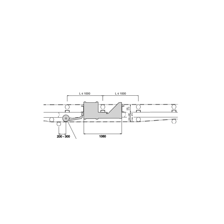 Qlar MULTIBELT BED technical drawing — side view of conveyor, weigh frame, and speed-sensor option