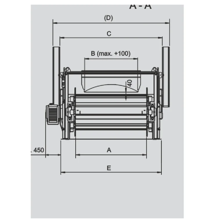 שרטוט Qlar MULTIDOS VDP-C — חתך חזיתי ממודד