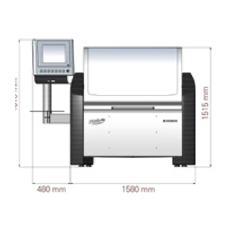 Official Pasio 50 manufacturer drawing — front view with width and height dimensions