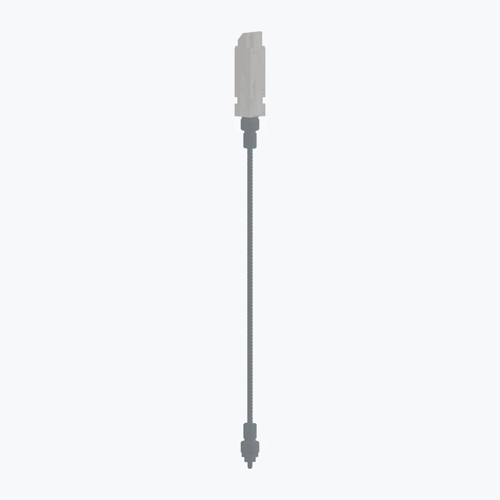 הדמיית CAD משלימה של IFS2407/90-2HT/VAC ממודל תלת־ממד רשמי של Micro-Epsilon; אינה מחליפה את תצלום היצרן ואינה שרטוט מידות. ההדמיה הופקה ממודל ה־STEP הרשמי של גרסת 90° ושומרת את צבעי המקור; רוב המתכת אפורה ובפאות קטנות מופיע ירוק.