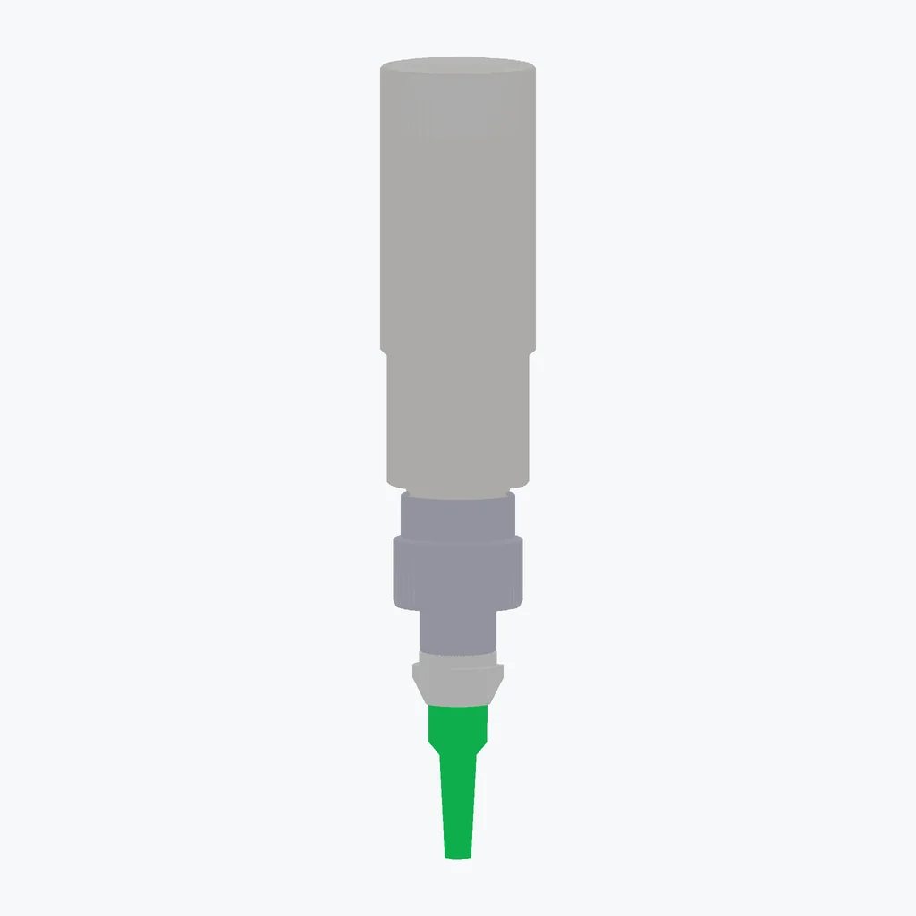 Supplemental 3D CAD rendering of IFS2404-2 from Micro-Epsilon's official STEP model; source colors are retained where defined. It is neither a photograph nor a dimensional drawing. Colors embedded in the official STEP model are retained; faces without source color remain neutral CAD gray, with no inferred colors added.