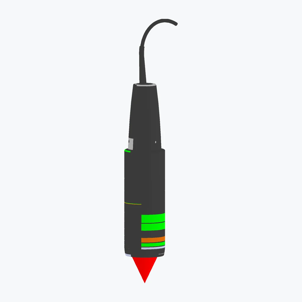 Supplemental 3D CAD rendering of IFS2405-3 from Micro-Epsilon's official STEP model; source colors are retained where defined. It is neither a photograph nor a dimensional drawing. Colors embedded in the official STEP model are retained; faces without source color remain neutral CAD gray, with no inferred colors added.