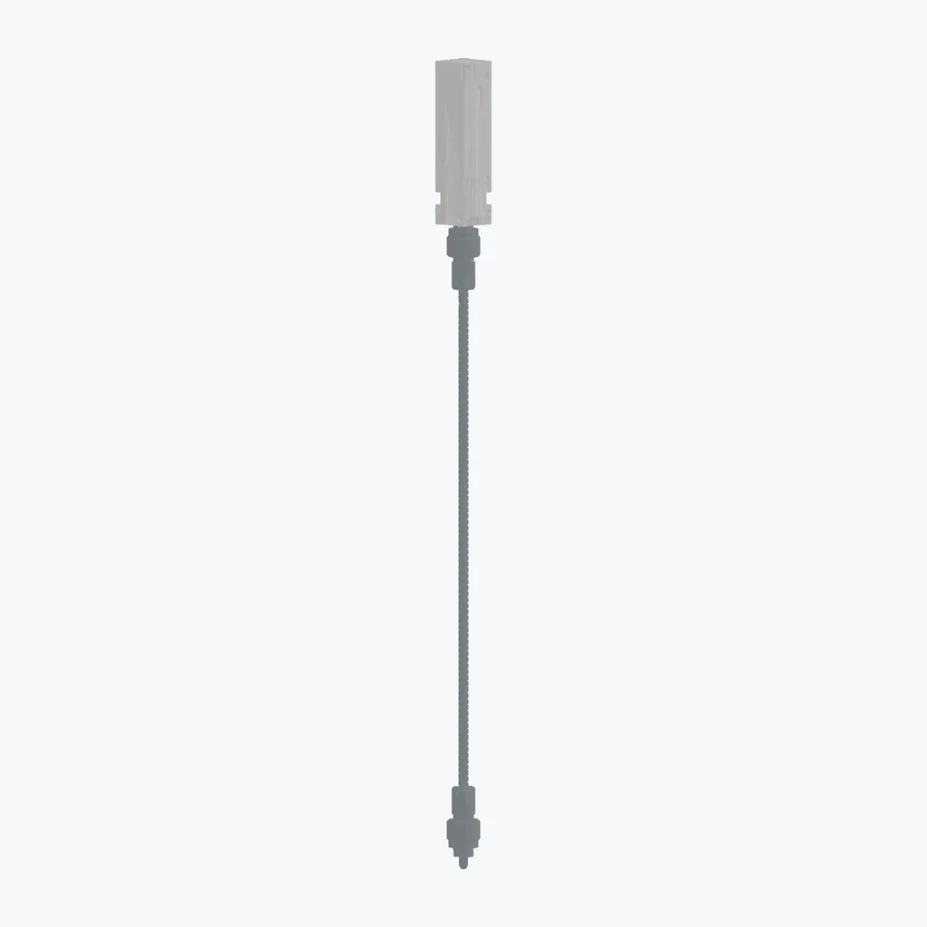 הדמיית CAD משלימה של IFS2407-0.8HT/VAC ממודל תלת־ממד רשמי של Micro-Epsilon; אינה מחליפה את תצלום היצרן ואינה שרטוט מידות. ההדמיה משתמשת בצבעי הפאות המקוריים של ה־STEP ובזווית שמציגה את הפאות הירוקות הקטנות; רוב גוף המתכת מוגדר במקור כאפור.