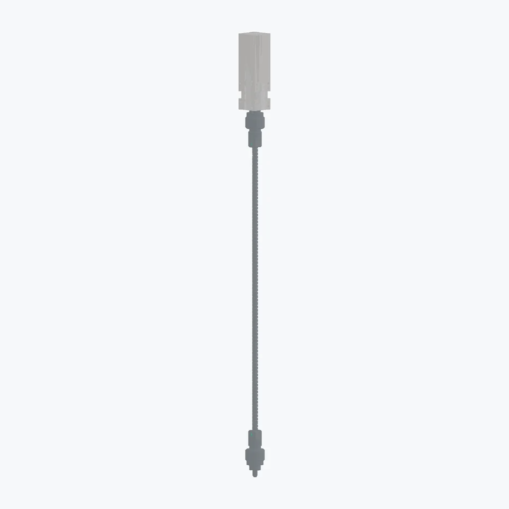 הדמיית CAD משלימה של IFS2407-4HT/VAC ממודל תלת־ממד רשמי של Micro-Epsilon; אינה מחליפה את תצלום היצרן ואינה שרטוט מידות. ההדמיה משתמשת בצבעי הפאות המקוריים של ה־STEP ובזווית שמציגה את הפאות הירוקות הקטנות; רוב גוף המתכת מוגדר במקור כאפור.