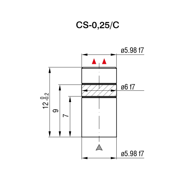 חיישן קיבולי CS-0,25/C של Micro-Epsilon — שרטוט מידות הדגם