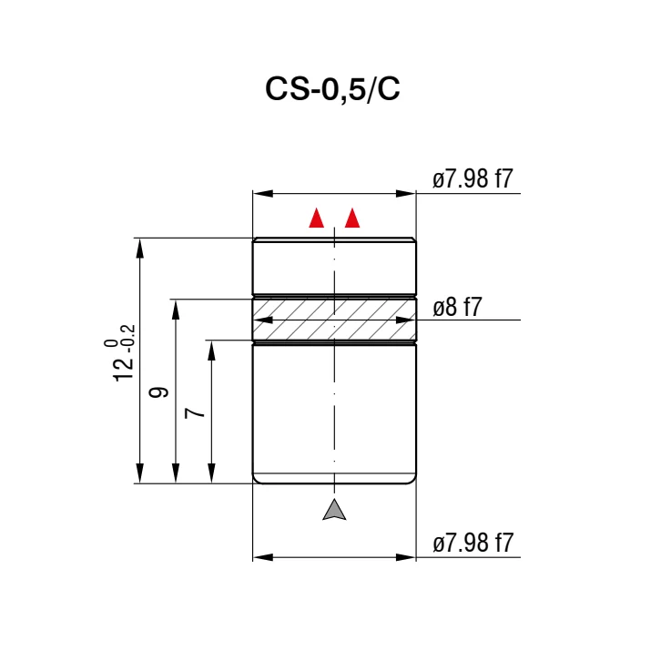 חיישן קיבולי CS-0,5/C של Micro-Epsilon — שרטוט מידות הדגם