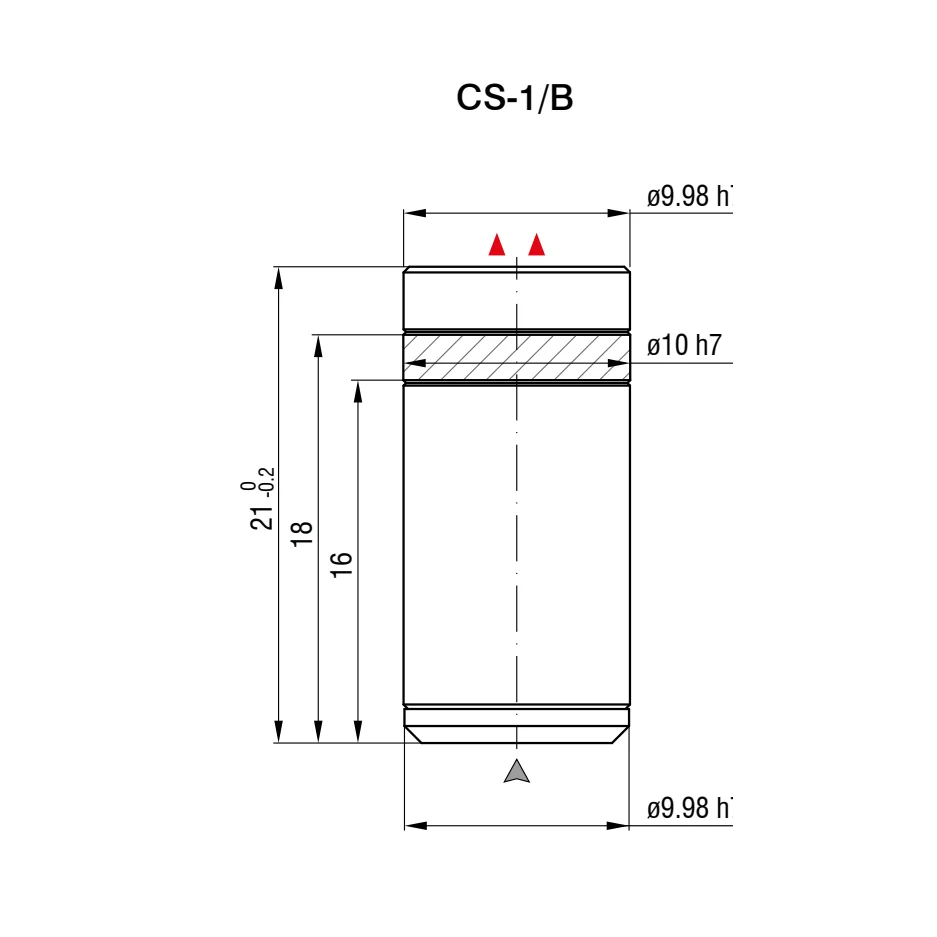 חיישן קיבולי CS-1/B של Micro-Epsilon — שרטוט מידות הדגם