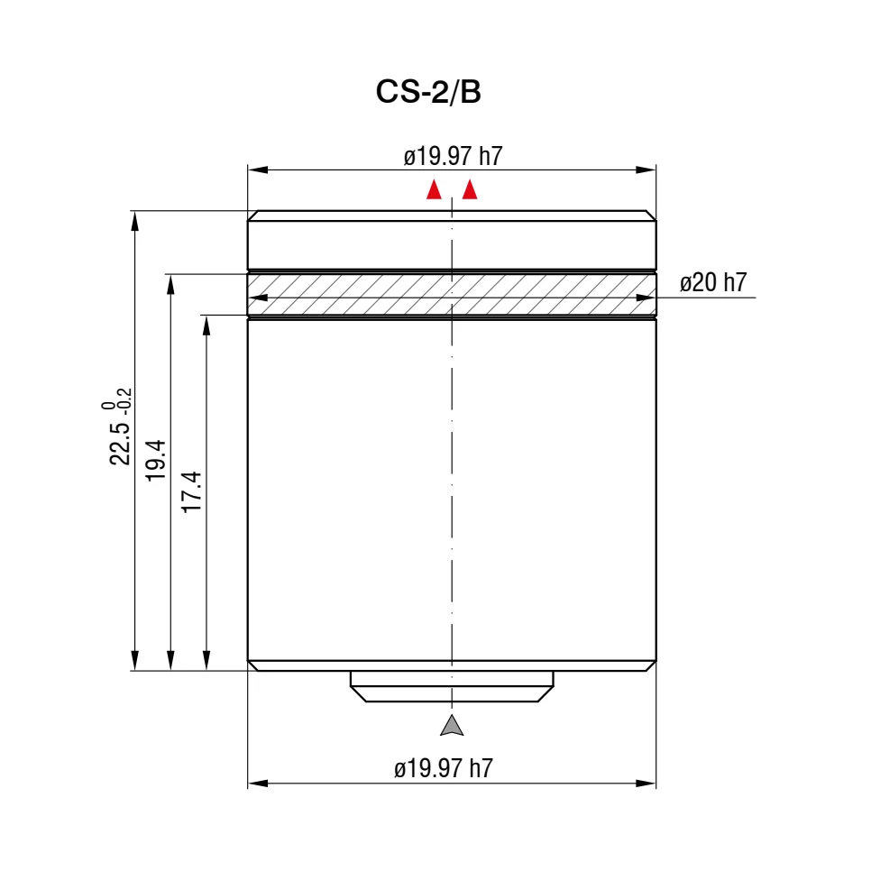חיישן קיבולי CS-2/B של Micro-Epsilon — שרטוט מידות הדגם