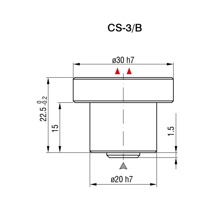 חיישן קיבולי CS-3/B של Micro-Epsilon — שרטוט מידות הדגם