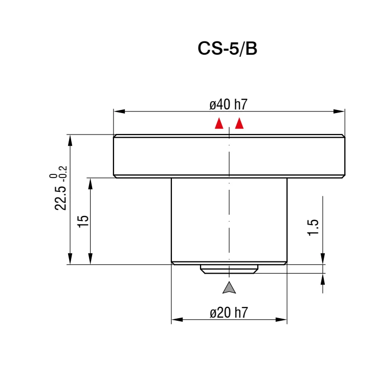 חיישן קיבולי CS-5/B של Micro-Epsilon — שרטוט מידות הדגם