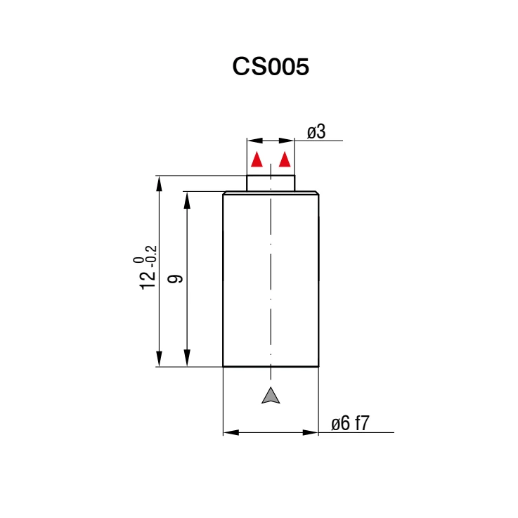 חיישן קיבולי CS005 של Micro-Epsilon — שרטוט מידות הדגם