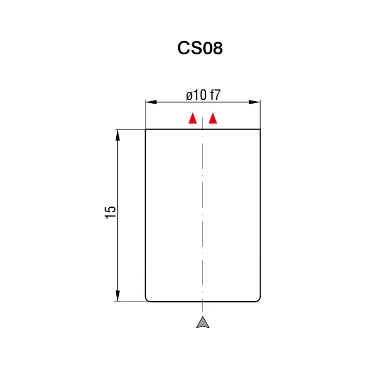חיישן קיבולי CS08 של Micro-Epsilon — שרטוט מידות הדגם