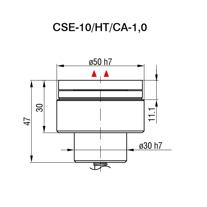 חיישן קיבולי CSE-10/HT/CA-1,0 של Micro-Epsilon — שרטוט מידות הדגם