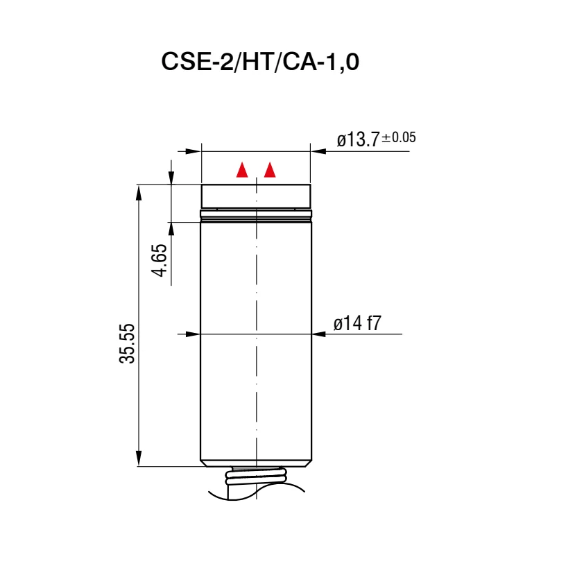חיישן קיבולי CSE-2/HT/CA-1,0 של Micro-Epsilon — שרטוט מידות הדגם