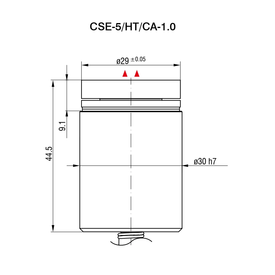 חיישן קיבולי CSE-5/HT/CA-1,0 של Micro-Epsilon — שרטוט מידות הדגם