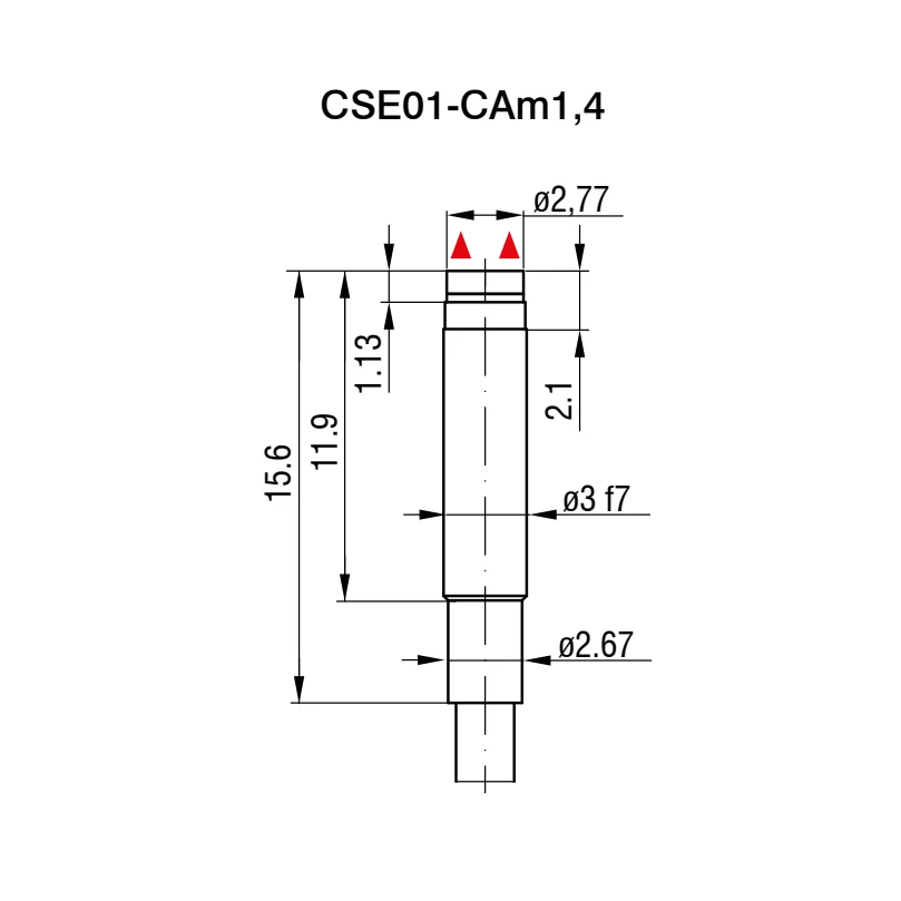 חיישן קיבולי CSE01-CAm1,4 של Micro-Epsilon — שרטוט מידות הדגם