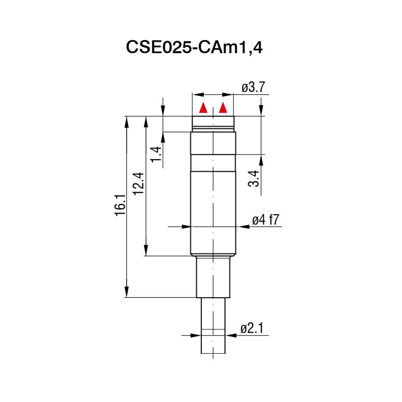 חיישן קיבולי CSE025-CAm1,4 של Micro-Epsilon — שרטוט מידות הדגם
