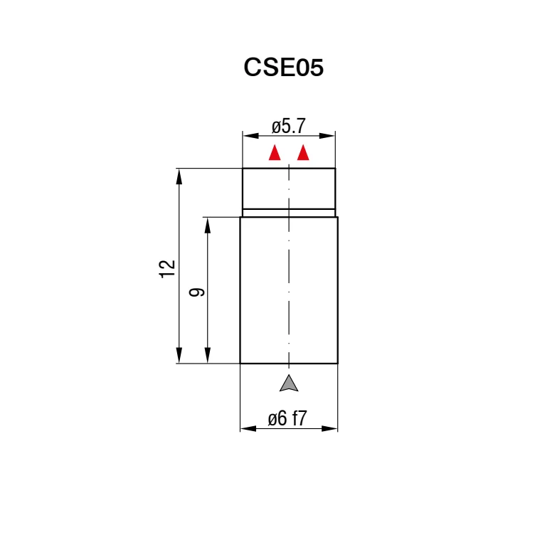 חיישן קיבולי CSE05 של Micro-Epsilon — שרטוט מידות הדגם
