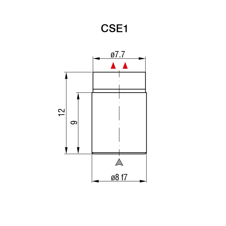 חיישן קיבולי CSE1 של Micro-Epsilon — שרטוט מידות הדגם