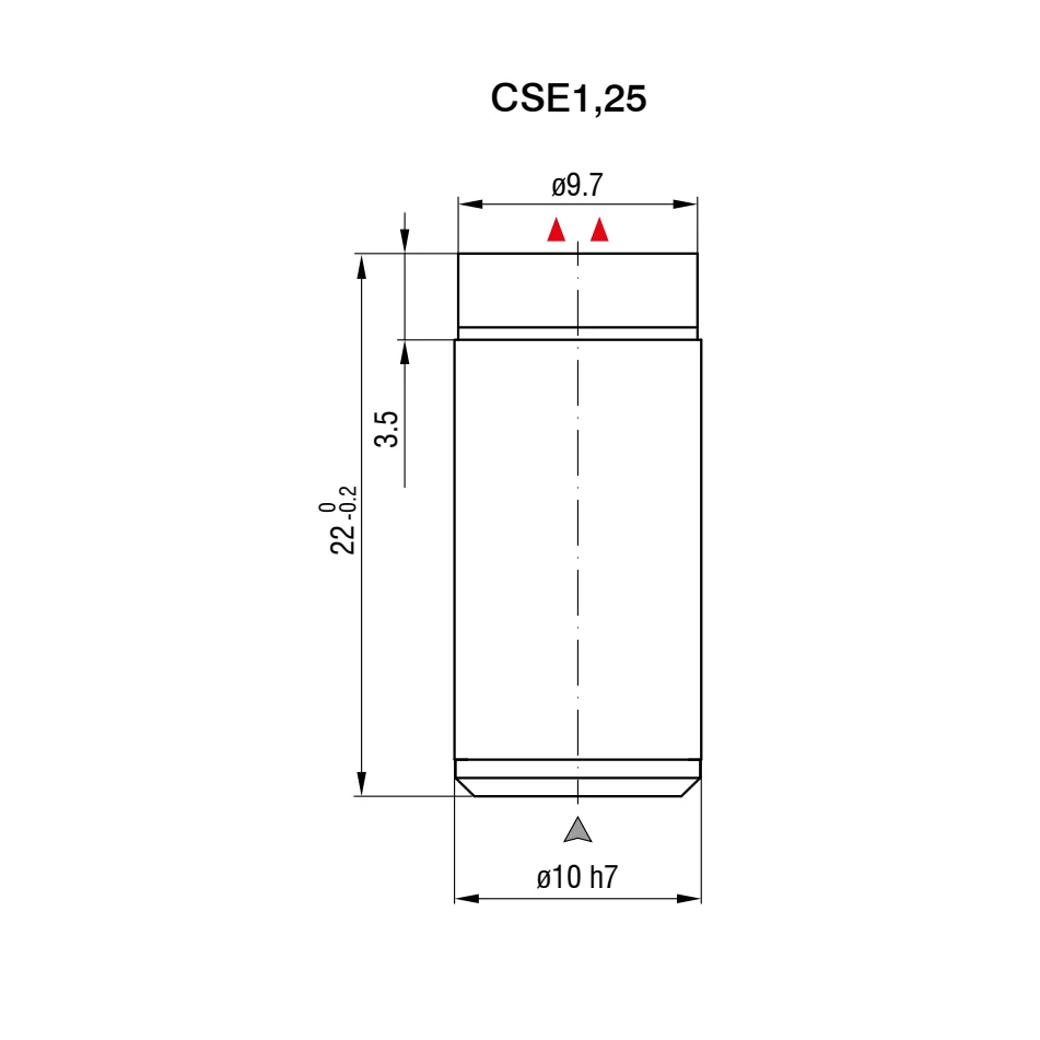 חיישן קיבולי CSE1.25 של Micro-Epsilon — שרטוט מידות הדגם