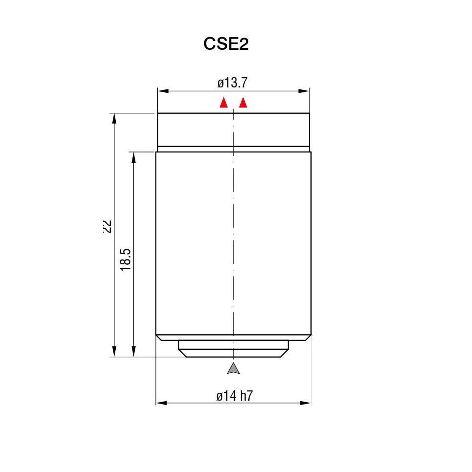 חיישן קיבולי CSE2 של Micro-Epsilon — שרטוט מידות הדגם
