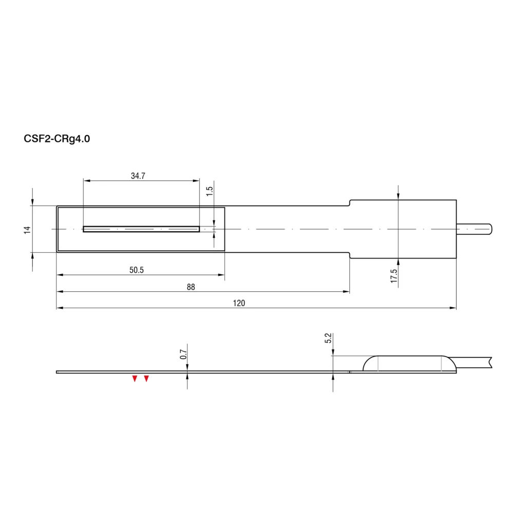 חיישן קיבולי CSF2-CRg4.0 של Micro-Epsilon — שרטוט מידות הדגם
