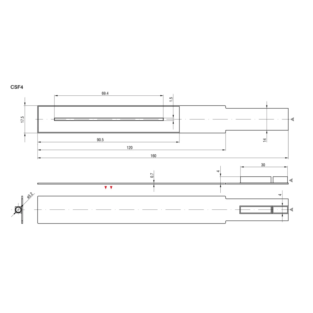 חיישן קיבולי CSF4 של Micro-Epsilon — שרטוט מידות הדגם