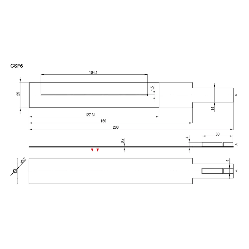 חיישן קיבולי CSF6 של Micro-Epsilon — שרטוט מידות הדגם