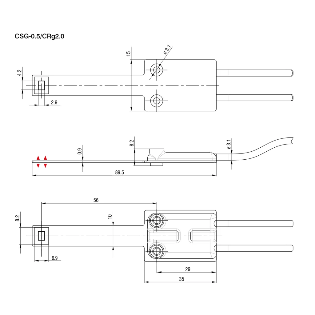 חיישן קיבולי CSG-0.5/CRg2.0 של Micro-Epsilon — שרטוט מידות הדגם