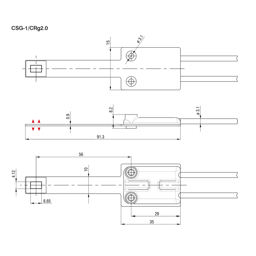 Micro-Epsilon CSG-1/CRg2.0 capacitive sensor — model dimensions