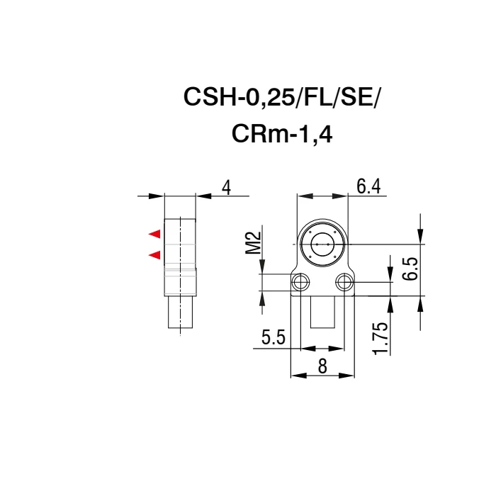 חיישן קיבולי CSH-0,25/FL/SE/CRm-1,4 של Micro-Epsilon — שרטוט מידות הדגם