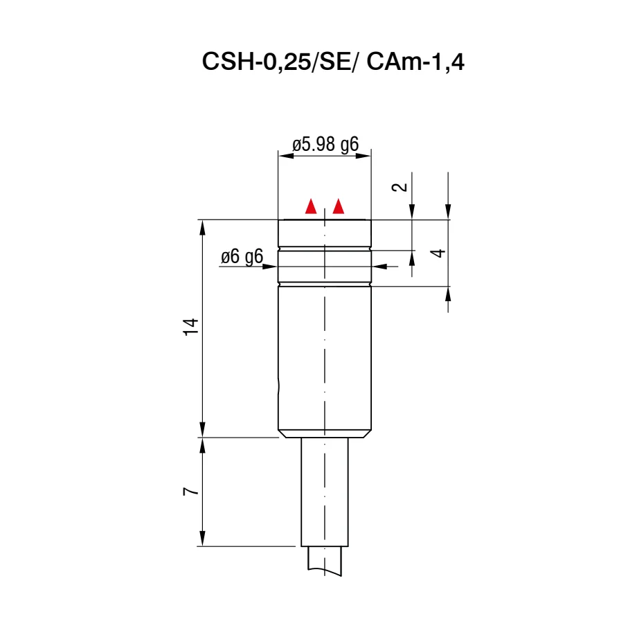חיישן קיבולי CSH-0,25/SE/CAm-1,4 של Micro-Epsilon — שרטוט מידות הדגם