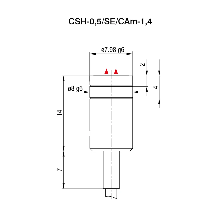 חיישן קיבולי CSH-0,5/SE/CAm-1,4 של Micro-Epsilon — שרטוט מידות הדגם