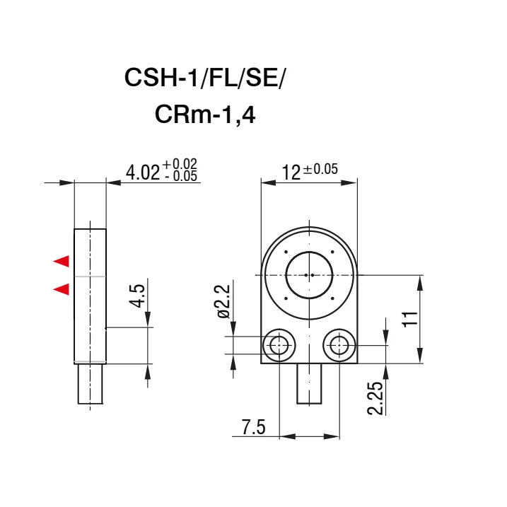 חיישן קיבולי CSH-1/FL/SE/CRm-1,4 של Micro-Epsilon — שרטוט מידות הדגם