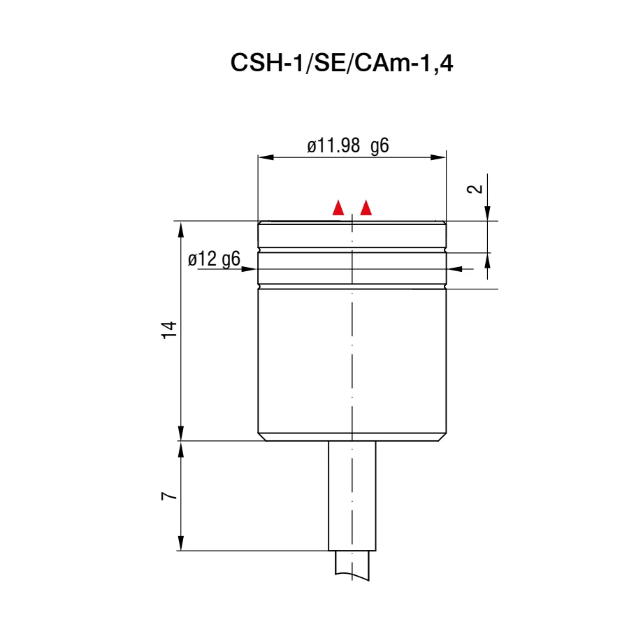 חיישן קיבולי CSH-1/SE/CAm-1,4 של Micro-Epsilon — שרטוט מידות הדגם