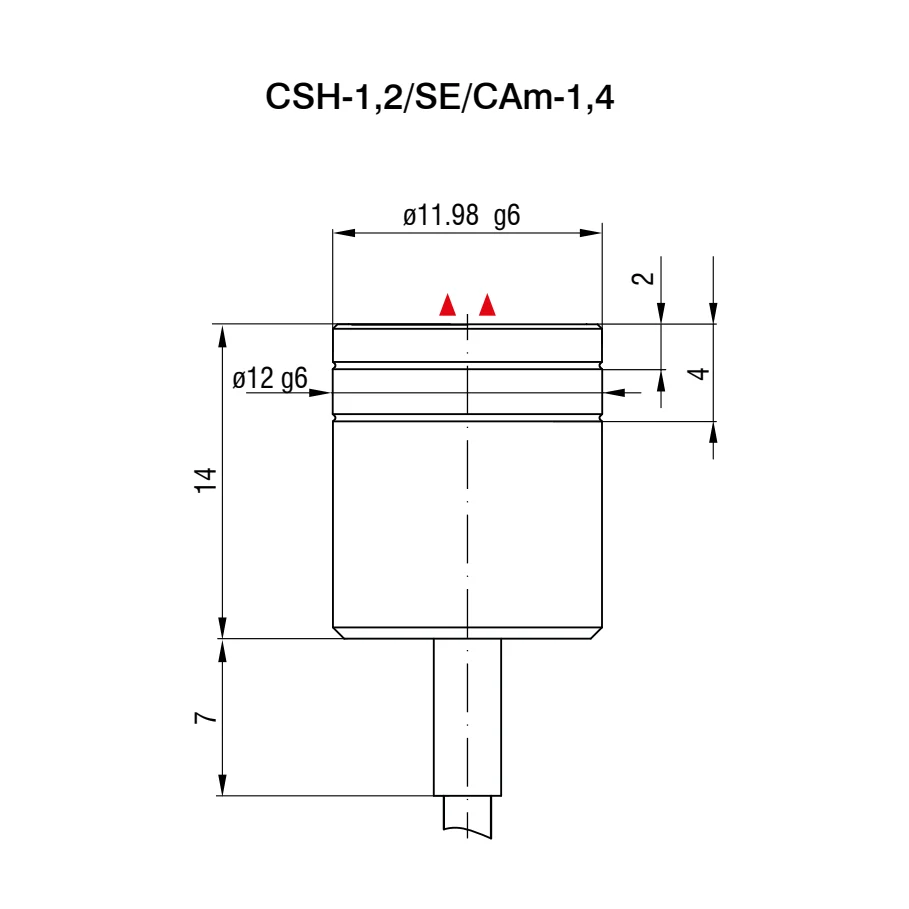 חיישן קיבולי CSH-1,2/SE/CAm-1,4 של Micro-Epsilon — שרטוט מידות הדגם
