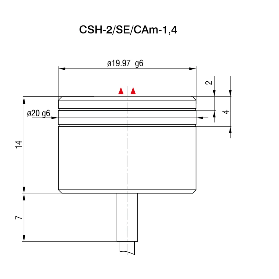 חיישן קיבולי CSH-2/SE/CAm-1,4 של Micro-Epsilon — שרטוט מידות הדגם