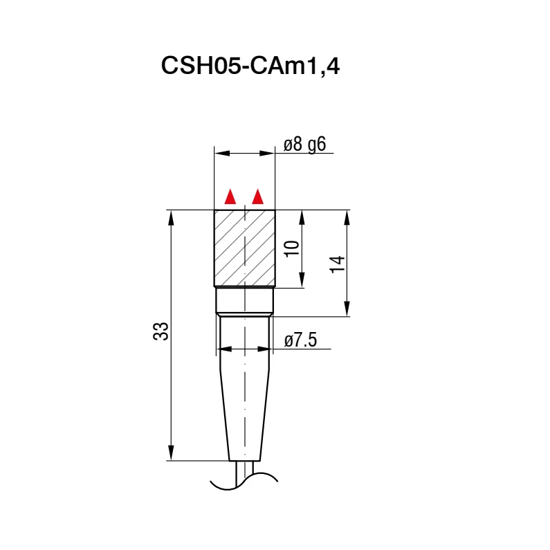 Micro-Epsilon CSH05-CAm1,4 capacitive sensor — model dimensions