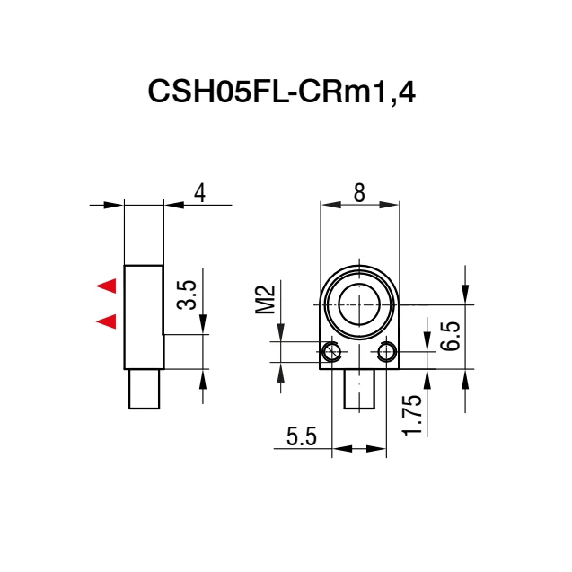 חיישן קיבולי CSH05FL-CRm1,4 של Micro-Epsilon — שרטוט מידות הדגם