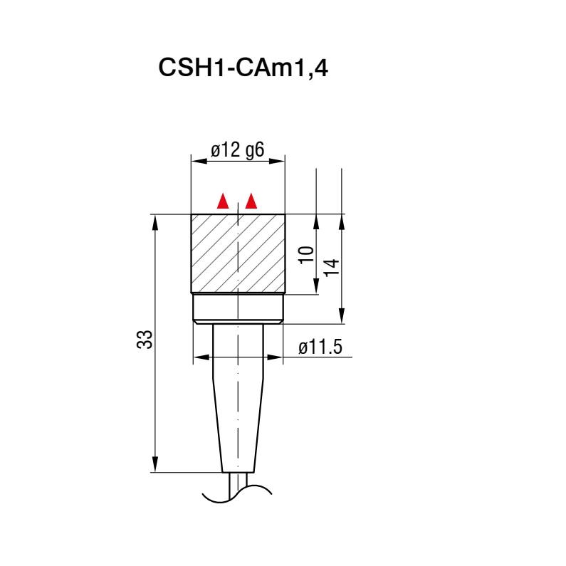 Micro-Epsilon CSH1-CAm1,4 capacitive sensor — model dimensions
