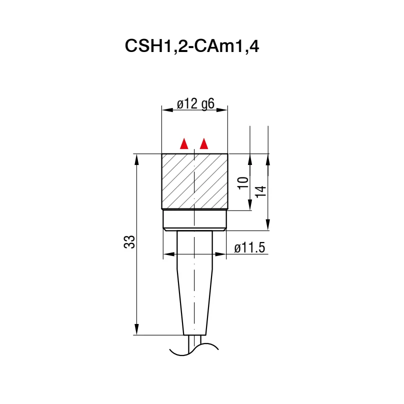 Micro-Epsilon CSH1,2-CAm1,4 capacitive sensor — model dimensions