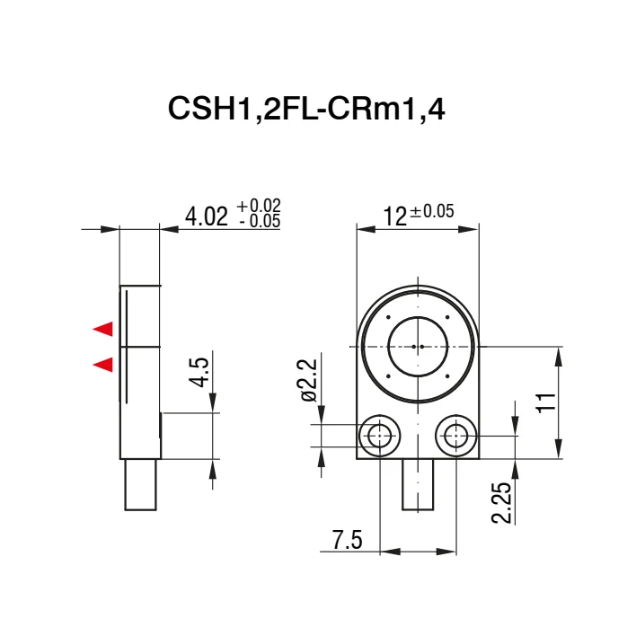חיישן קיבולי CSH1,2FL-CRm1,4 של Micro-Epsilon — שרטוט מידות הדגם