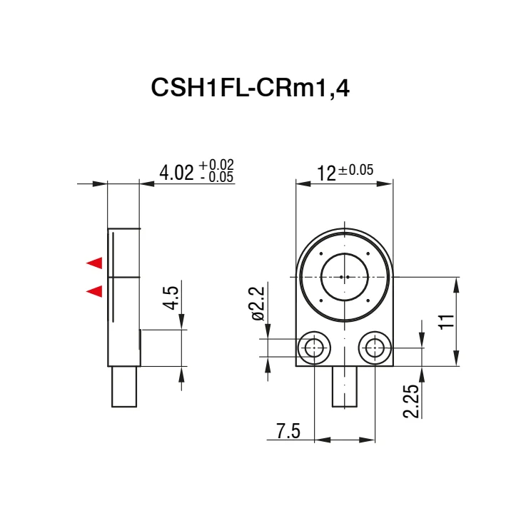 חיישן קיבולי CSH1FL-CRm1,4 של Micro-Epsilon — שרטוט מידות הדגם