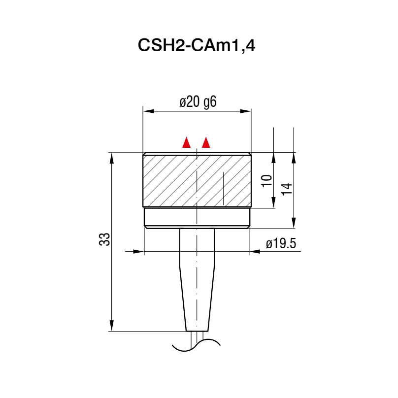 Micro-Epsilon CSH2-CAm1,4 capacitive sensor — model dimensions